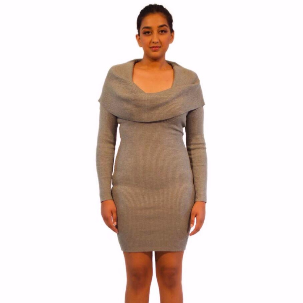 NWOT Heather Grey Sweater Cowl Neck BodyCon Dress
